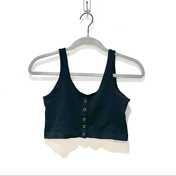 UO Out From Under seamless ribbed snap button crop top - Picture 2 of 4